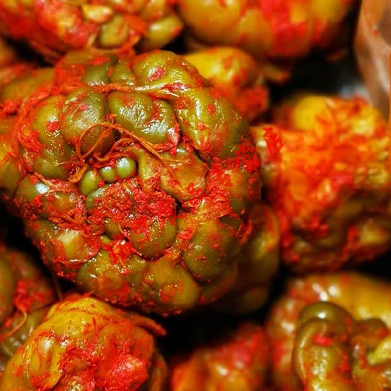 头全形整颗榨菜整箱咸菜疙瘩球下饭菜 淹制5斤榨菜头(有辣椒)【图片