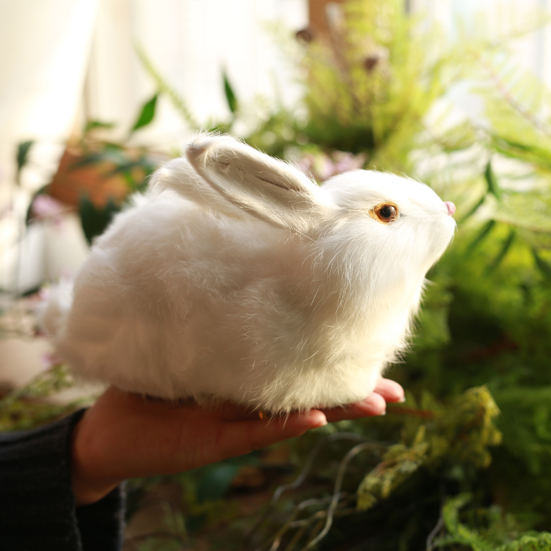 写真汉服道具玉兔古风拍照儿童拍摄装饰小白兔子仿真白兔站姿大2115cm