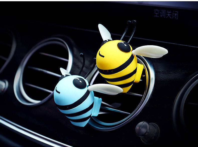 汽车卡通香水小蜜蜂出风口香水车载空调香薰车用装饰品室内香膏黄色