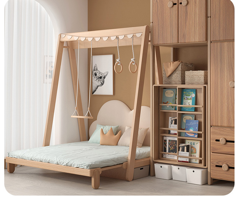 秘密基地玩乐床树屋秋千床长冰棍儿床环保榉木实木伸缩房子床秘密基地