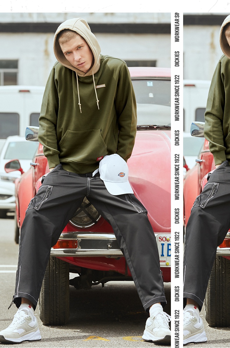 男迪凯斯官方22秋新字母绣花徽章连帽卫衣男士撞色宽松上衣 dk009566