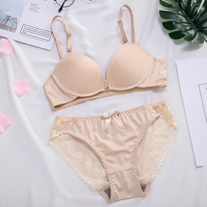 待婉 前面扣的内衣胸罩女生内衣大学生性感内衣女无钢圈文胸前扣蕾丝