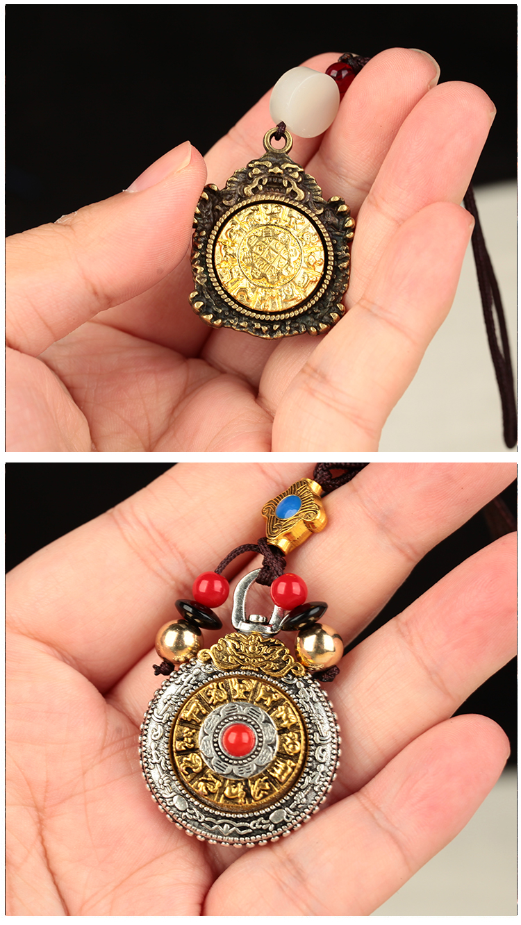 欧映九宫八卦牌年年有鱼密宗十二生肖佛牌挂坠九宫八卦牌挂件可转动