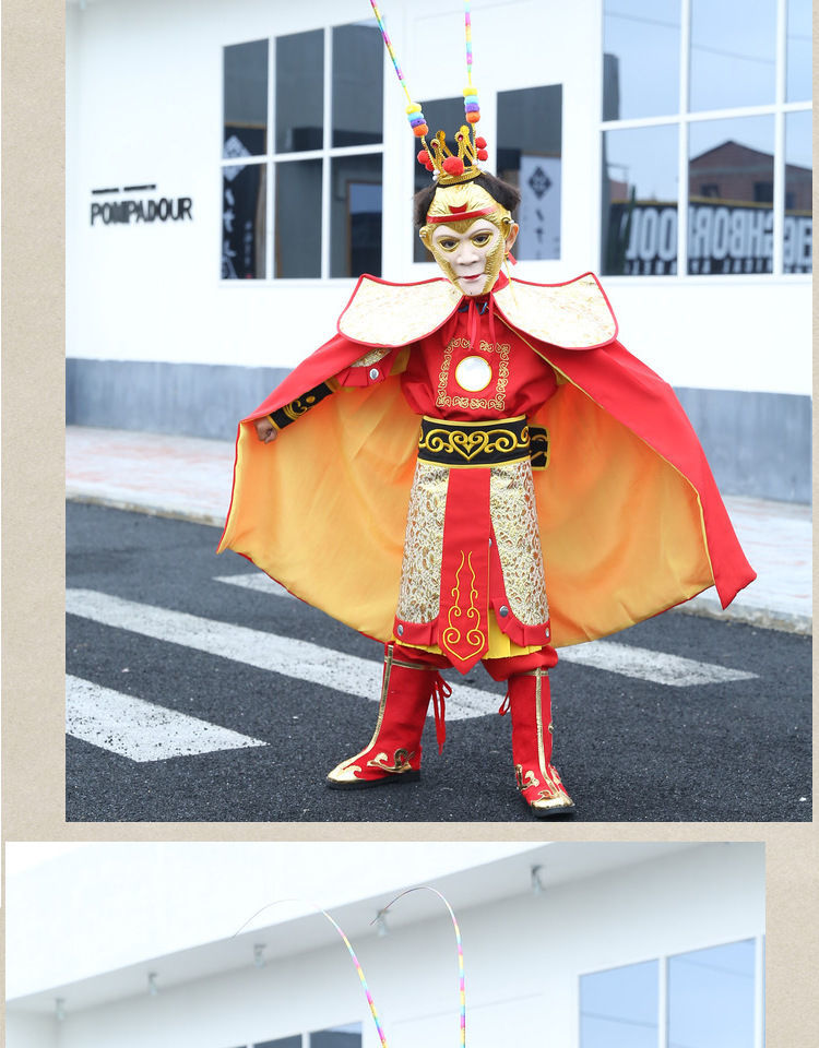 沙筱奕六一新款刺绣儿童孙悟空服装齐天大圣演出服美猴王套装猴子衣服