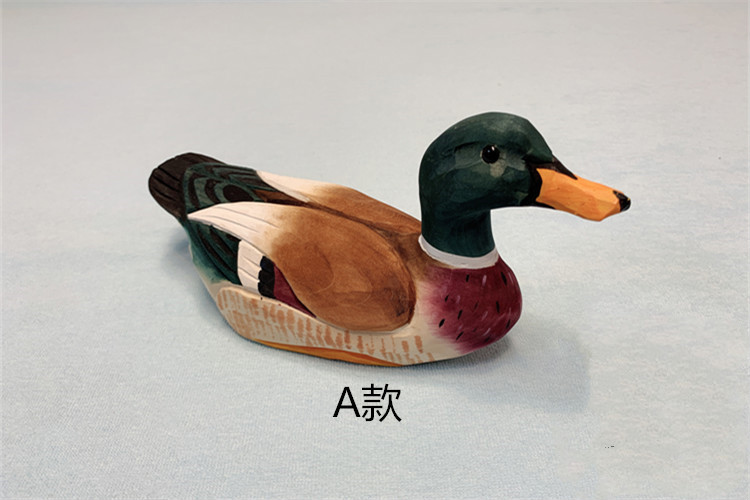实木雕刻木鸭子动物摆件情侣送礼礼物田园实木雕刻家居饰品摆件志乾诚