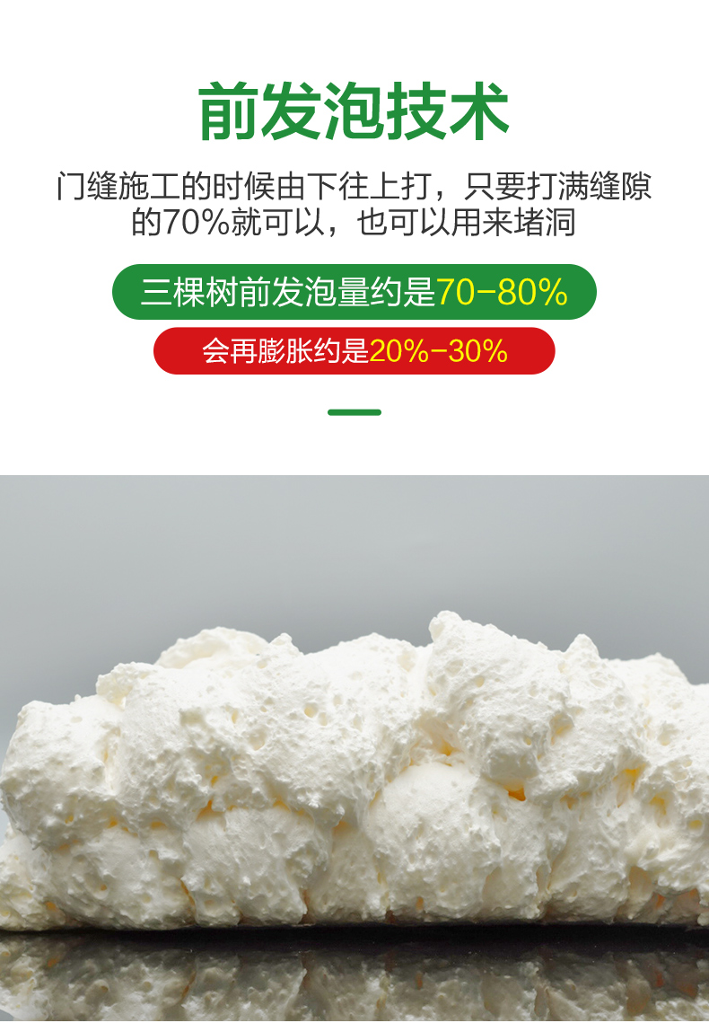 三棵树发泡胶泡沫填缝剂门窗专用密封防水家用填充膨胀堵漏泡沫胶8支