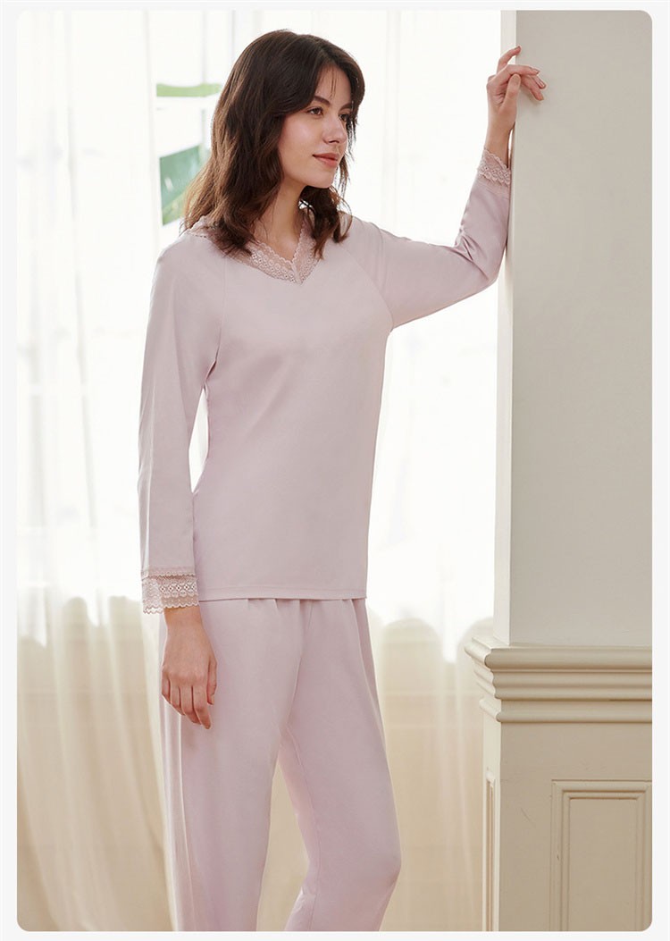 曼妮芬女士匹马棉棉质家居服睡衣套装起居服套装20320469y100粉色160