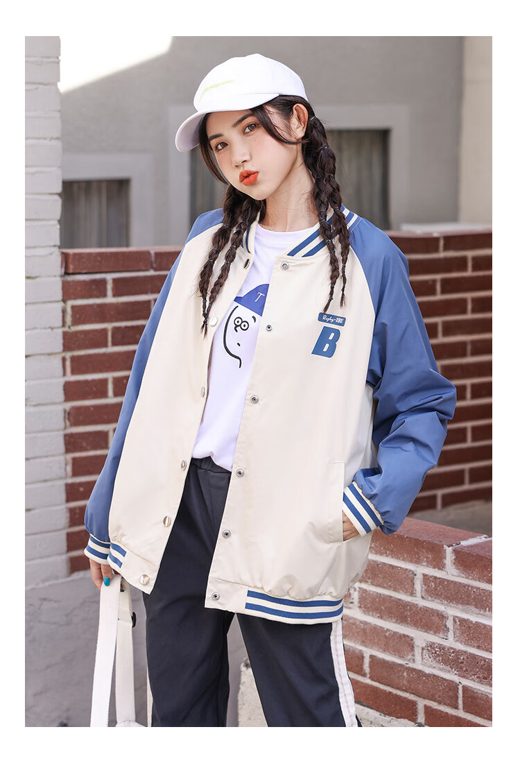 服秋天衣服韩版宽松少女中学生女孩秋款薄款潮流短款休闲外红色均码