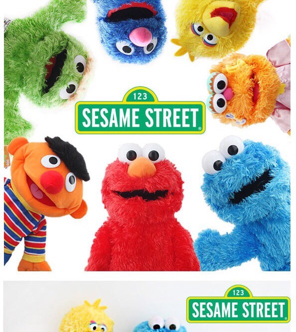 旗舰芝麻街公仔英语布偶手偶elmo艾摩儿童亲子互动毛绒玩具玩偶ins男