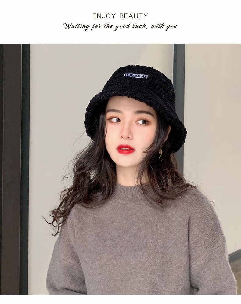羊羔绒渔夫帽子女秋冬季新款显脸小韩版潮时尚百搭盆帽加厚保暖帽亏本