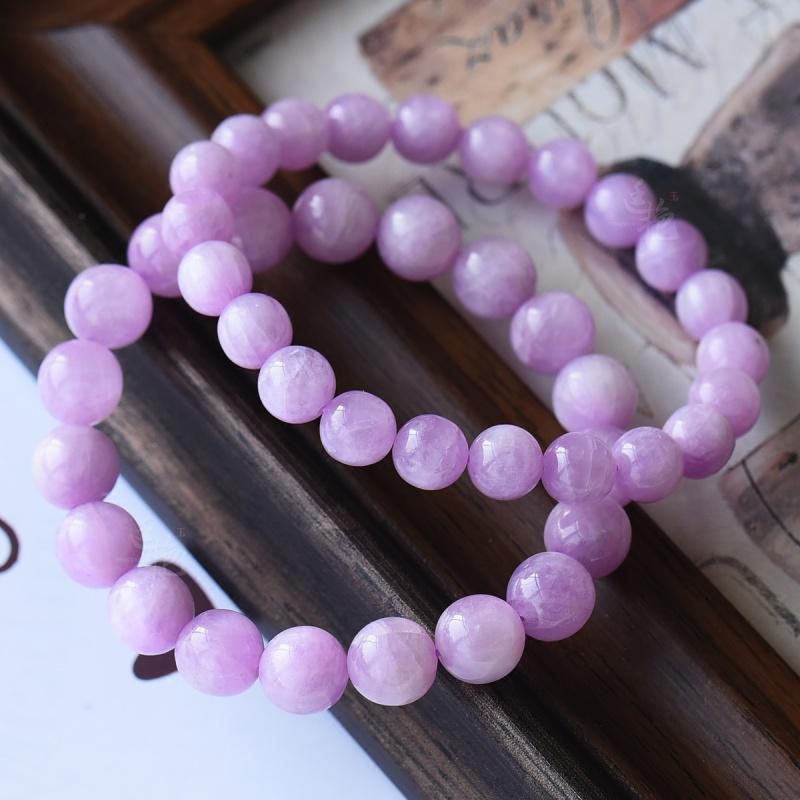 水晶浪漫系水晶送礼天然紫锂辉手链女生日礼物送朋友虎年礼物圆珠9mm