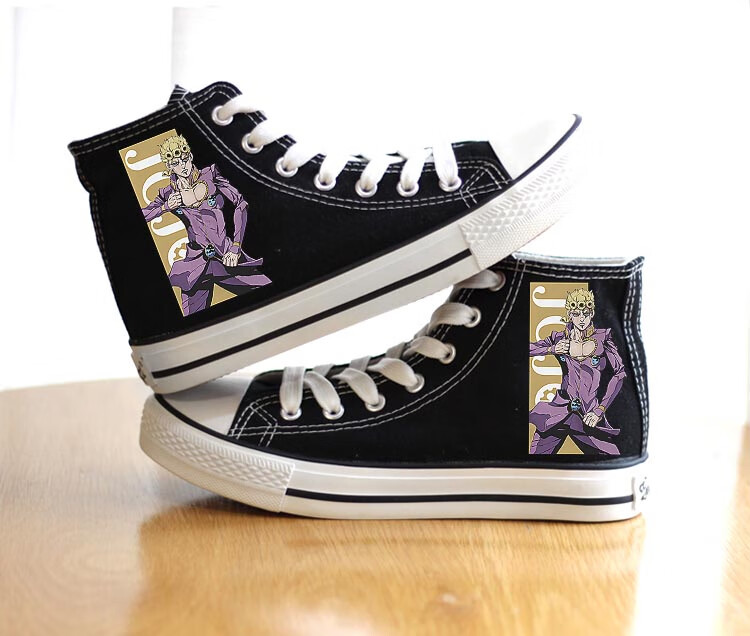 jojo的奇妙冒险联名高帮鞋空条承太郎涂鸦休闲大码帆布鞋来图定制