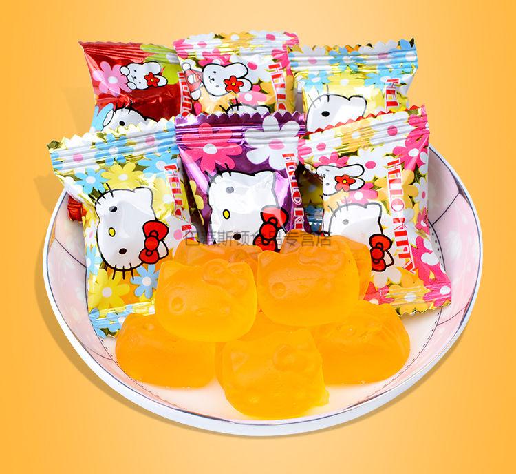 果汁软糖送礼袋凯蒂猫水果味软糖果喜糖糖300g圆罐礼袋kt猫大包装