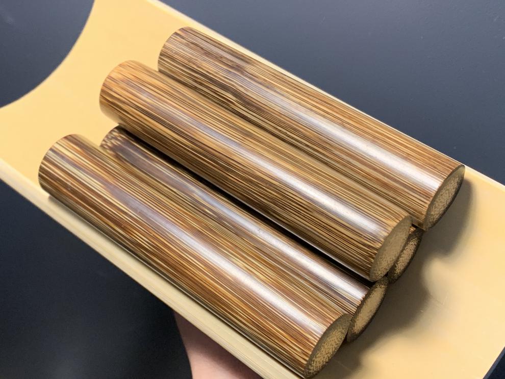 奥展龙血金丝竹实心竹玉竹老料正圆纯手工镜面高抛文玩手把件竹棍八