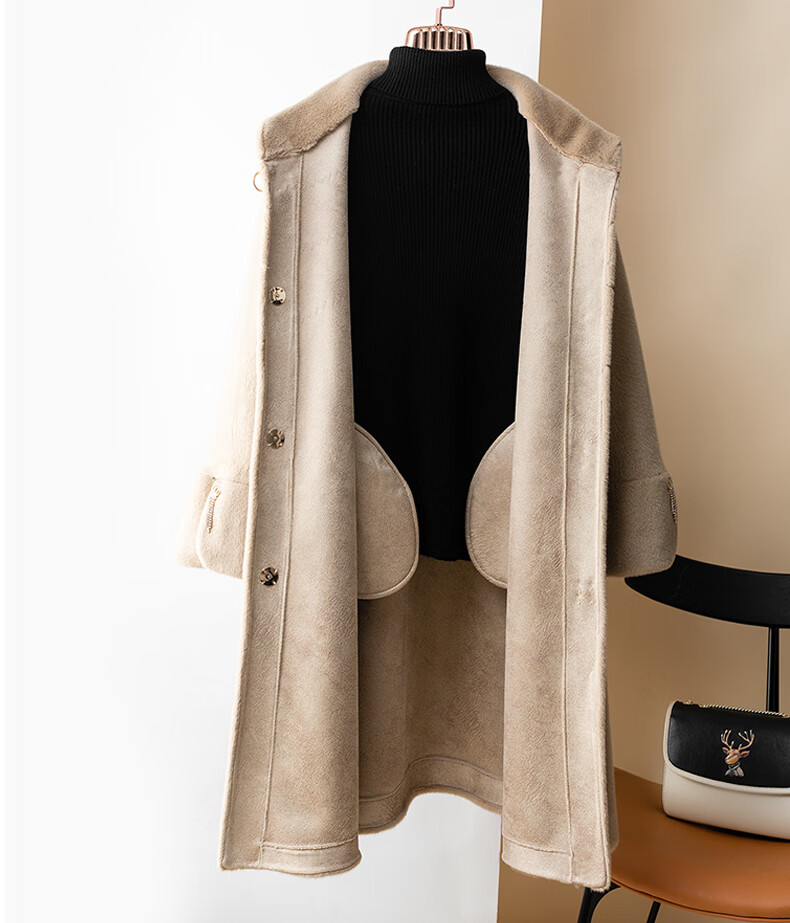 罗蒙反季特价捡漏2021年冬季貂皮大衣女中长款妈妈锦鲤貂皮毛一体皮草