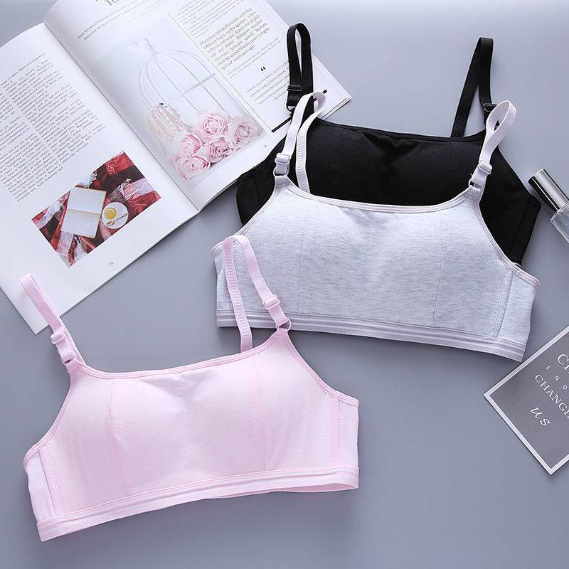 背心学生内衣少女高中棉质薄款初中发育期无钢圈小胸罩聚拢抹胸式文胸