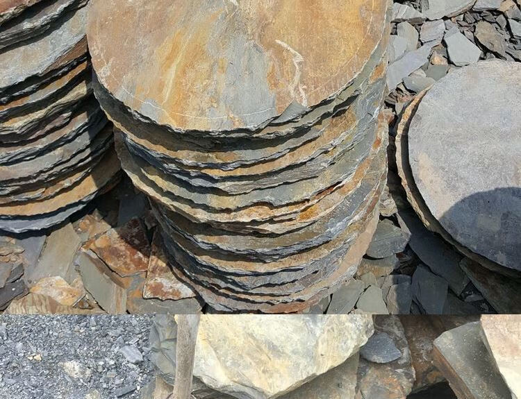 大理石莲花型踏步石 花园大理石铺路石垫脚石 k50-锈色手工毛边30*60