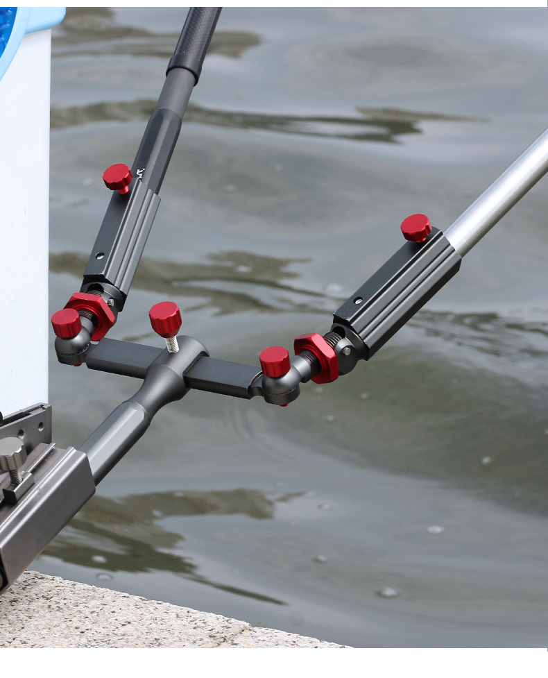 湖莫运动 钓箱拐角炮台架钓椅配件拐弯转角鱼竿支架双头万向双炮台座