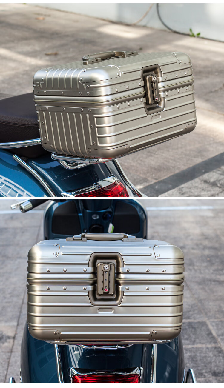 摩托车后尾箱宗申维多利亚光阳vespa300gtsra姜戈铝合金箱子玫瑰金