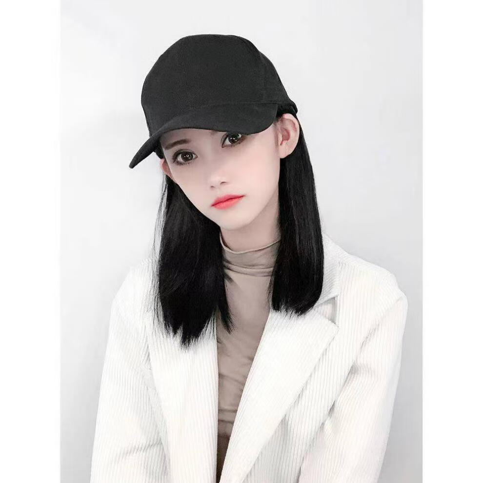 唐妮带假头发的鸭舌帽子假发一体女夏天时尚网红长直发自然逼真全头套