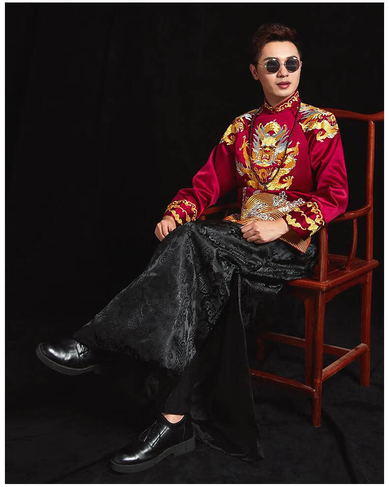 俞兆林男装秀禾服新郎多款秀禾男马褂夏季男士新郎服中式婚礼结婚礼服