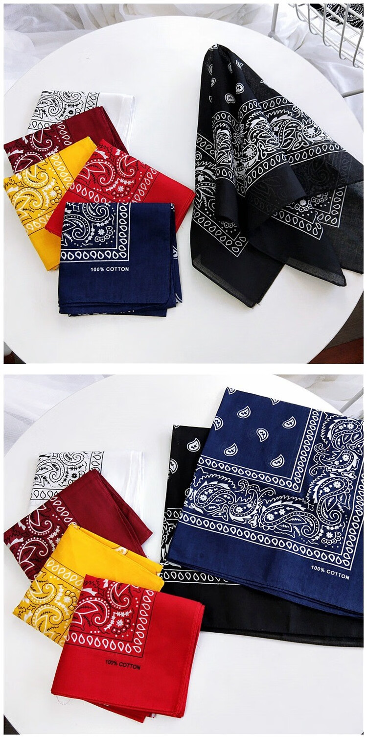 铭天使嘻哈hiphop头巾发带男女绑手复古腰果棉麻小方巾街头潮牌领巾裤