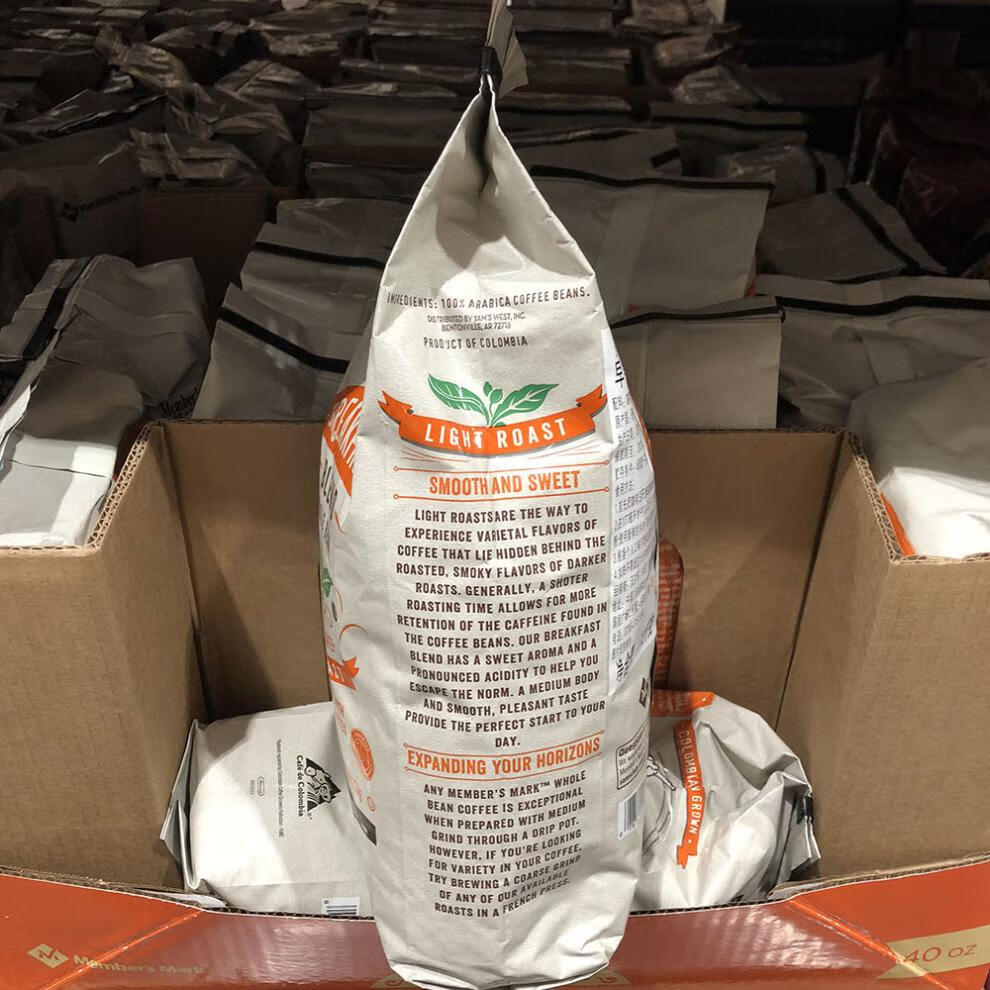 山姆哥伦比亚进口 members mark咖啡豆轻度 烘焙 烘焙3【图片 价格