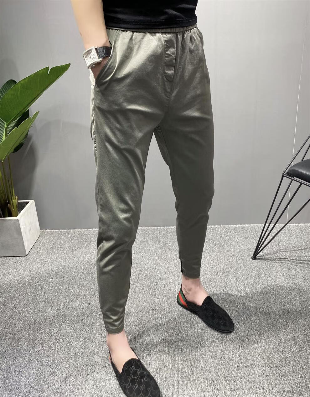 穿豆豆鞋搭配的裤子男新款休闲裤潮流百搭网红束脚裤精神小伙修身小脚