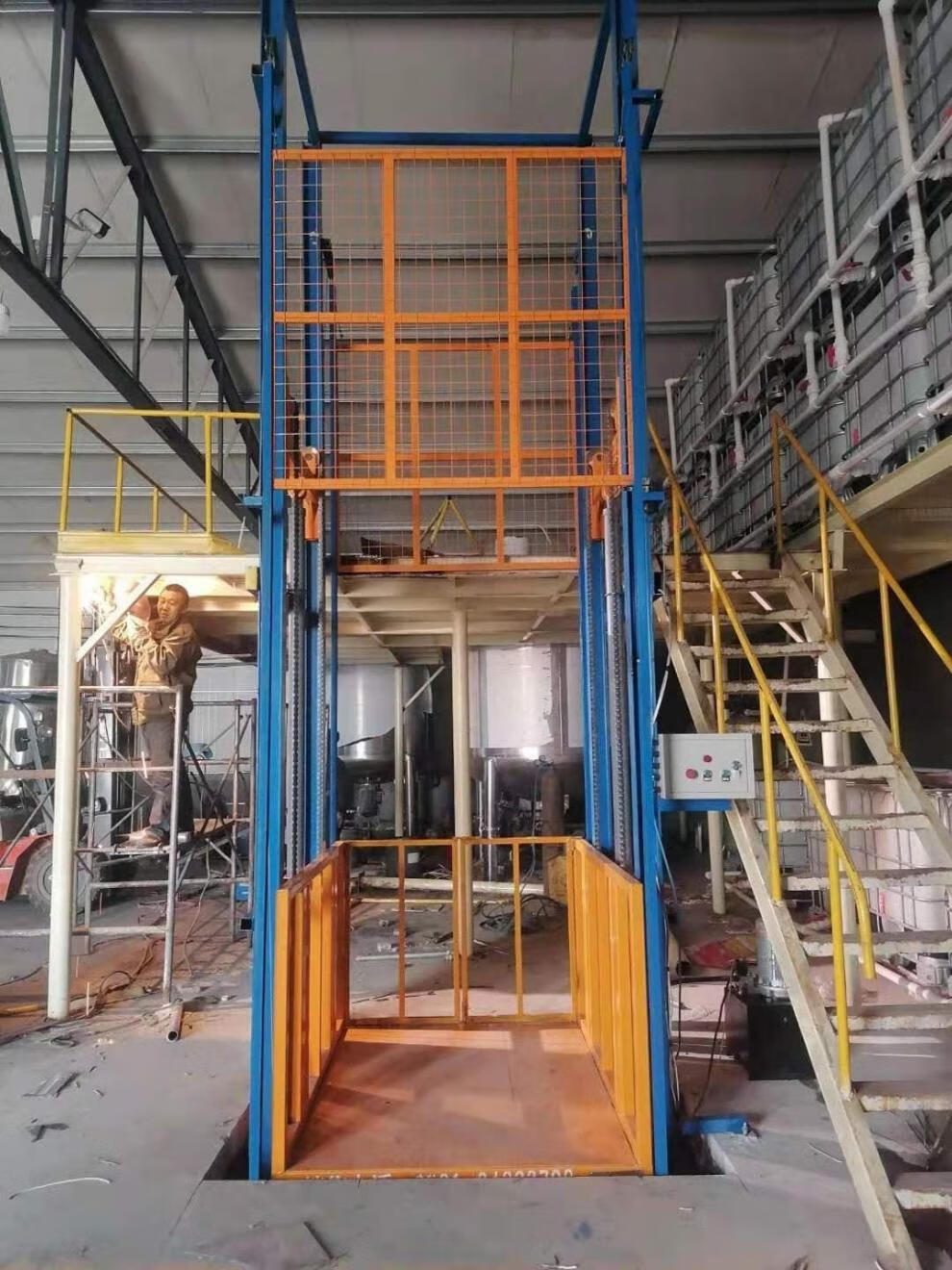 电动液压升降平台简易小型升降机导轨式举升机提升机双轨厂房货梯载重