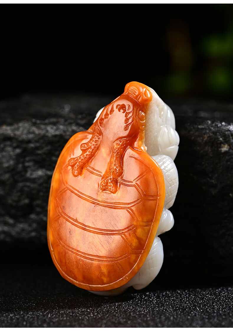 308黄皮巧雕和田玉龙龟把件富贵龙头龟手把件新疆玉石挂件男