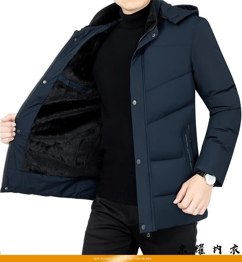 pierrecardin皮尔卡丹男士棉服可脱帽中款帅气春冬装棉衣中年厚大棉袄