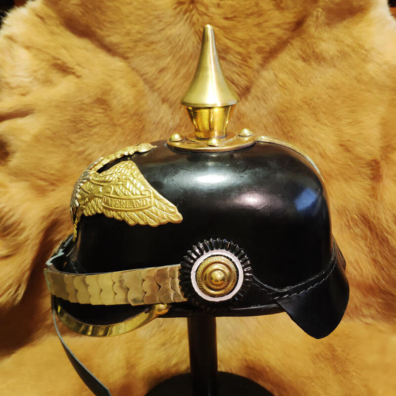 (现货速发)德国尖顶盔pielhaube一战普鲁士军盔复古牛皮头盔真人可穿