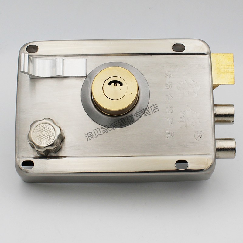 老式房门锁不锈钢防盗门锁外装门锁铁门锁大门木门锁08不锈钢一字铜头