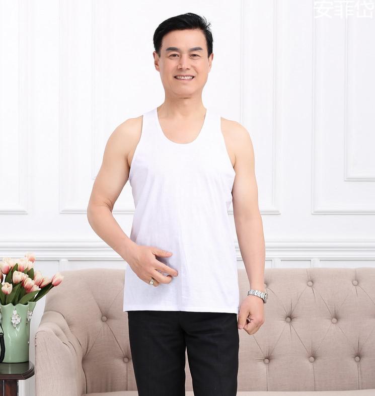 菊花牌中老年背心包邮男士60支纯棉老头衫跨栏汗全棉中老年背心短袖