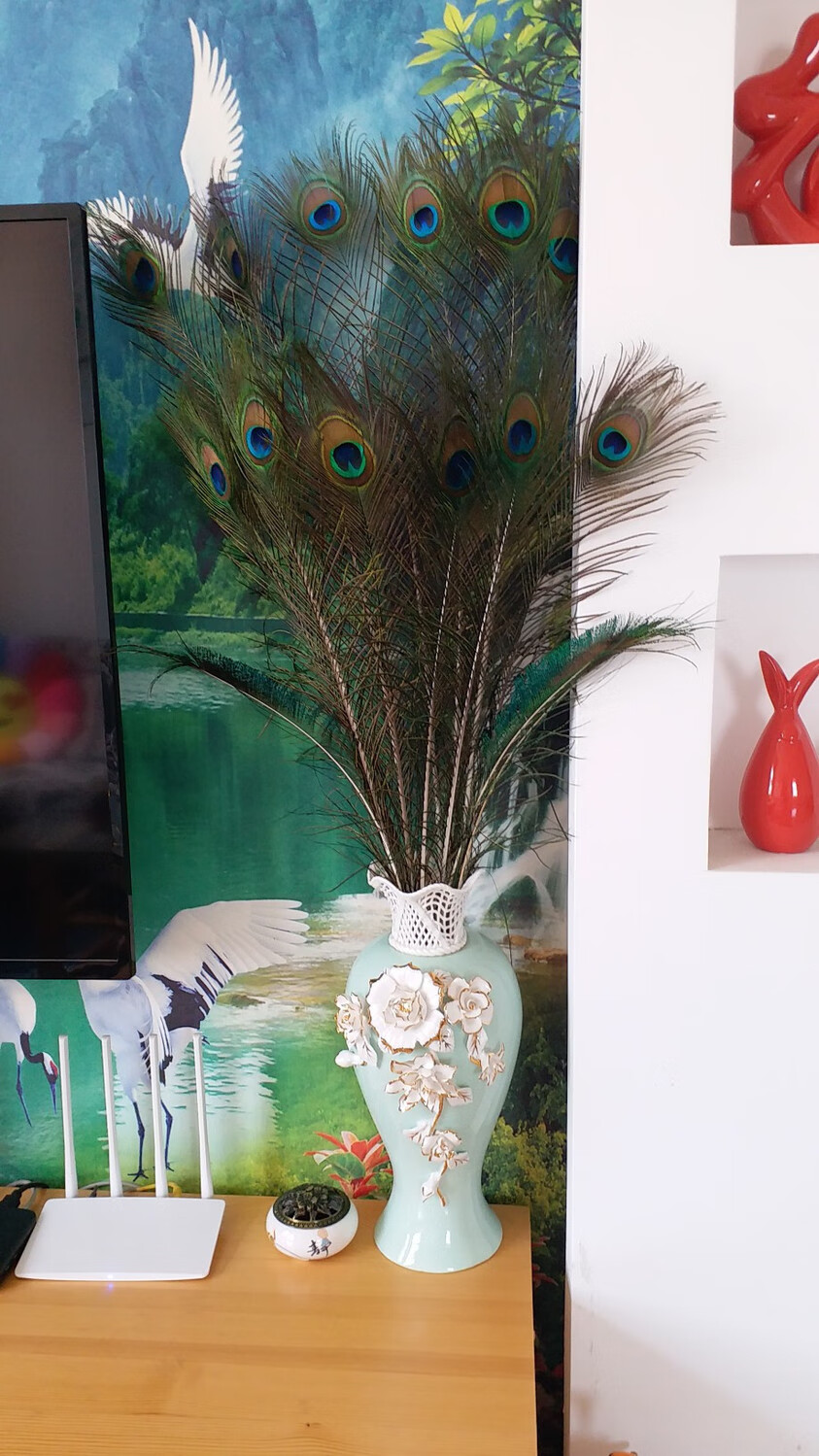 孔雀尾羽毛进口真孔雀羽毛翎尾大眼睛 花瓶家居摆设 客厅装饰 diy配件