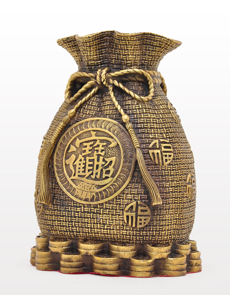 全铜钱袋福字摆件钱袋子钱币风水家居客厅装饰品店铺开