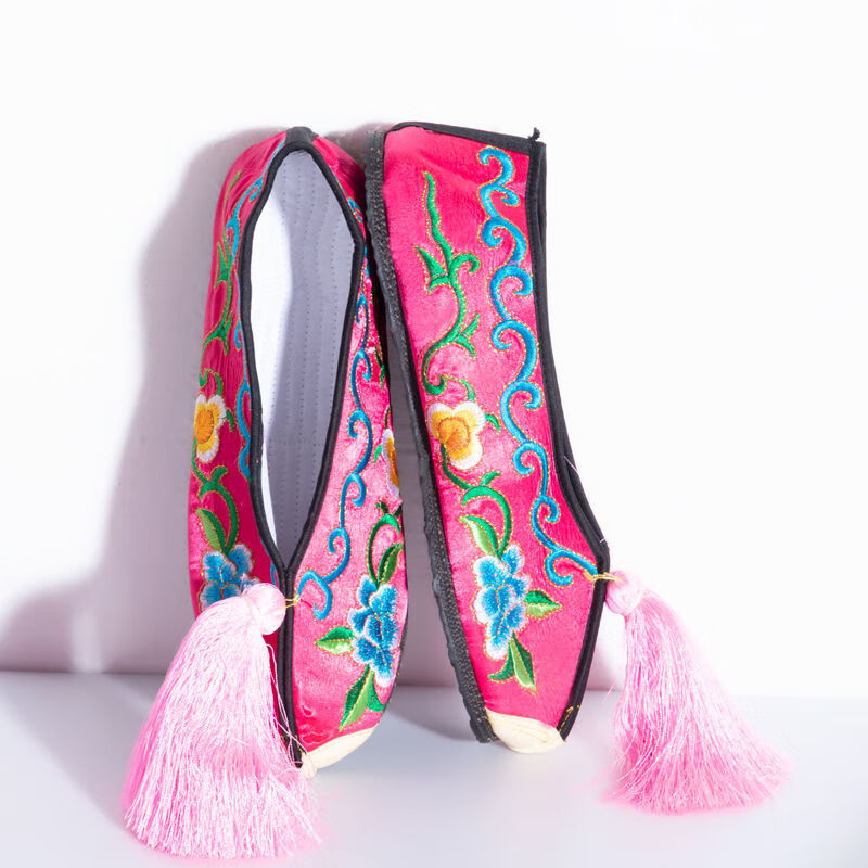 戏曲戏剧彩鞋女平底绣花鞋儿童古装京剧越剧青衣花旦小姐秀禾鞋子传统