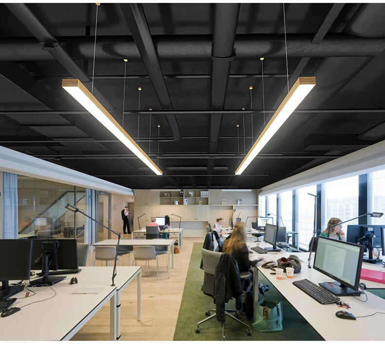 花思雨方通灯led长条灯办公室吊灯方通灯工业风吊线灯工作室无缝条形