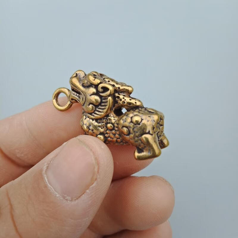 实心纯铜小麒麟挂件装饰吊坠汽车钥匙扣腰挂件挂饰挂坠 麒麟 关二爷