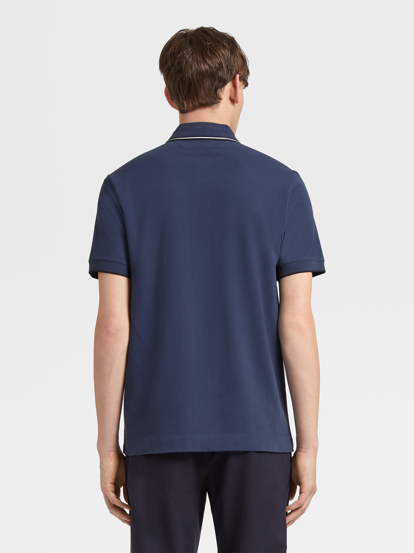 zegna/杰尼亚商务休闲男士polo衫 刺绣logo棉质短袖t恤上衣 时尚大牌