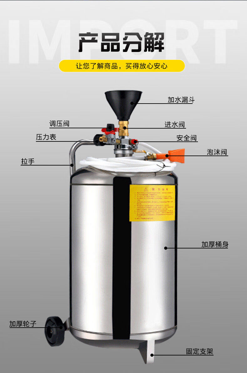 泡沫机洗车店专用洗车机神器机器商用泡沫桶罐汽车美容设备全套铁桶蜡