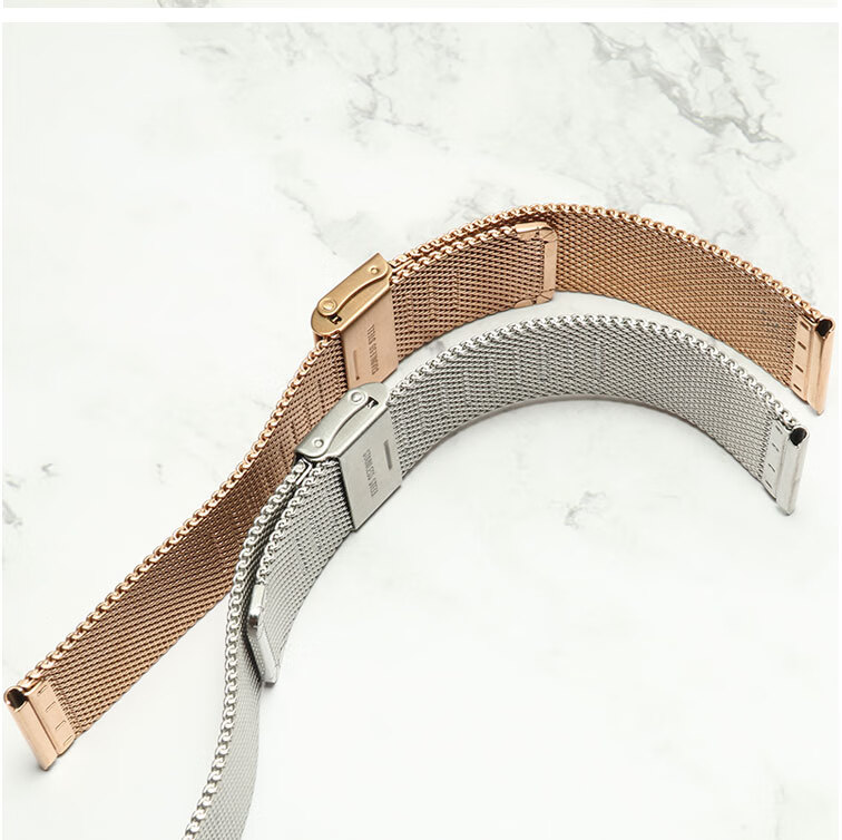 代用timex天美时表带米兰网带钢带 男女情侣代用款 18 20 22mm 玫色