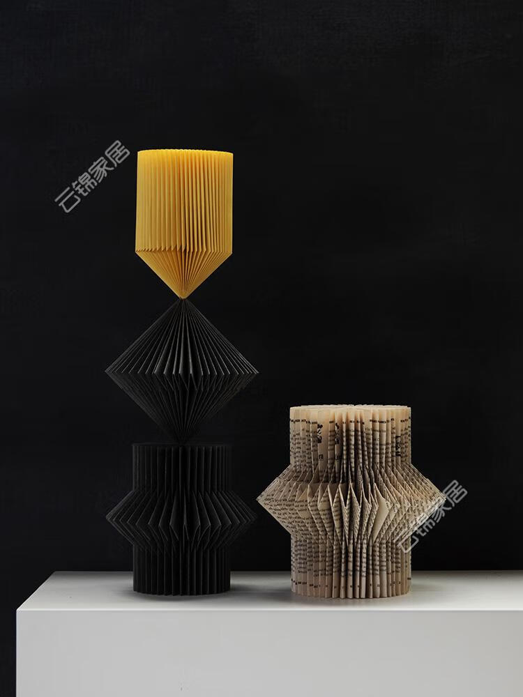 罗蒙卡帝手工立体几何折纸意式现代简约家居样板房玄关装饰工艺品黑色