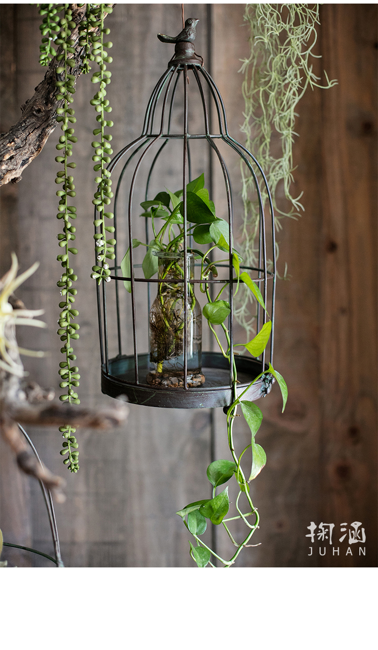 装饰鸟笼花器摆件吊篮花盆花架悬挂烛台插花橱窗婚庆铁艺装饰鸟笼大号