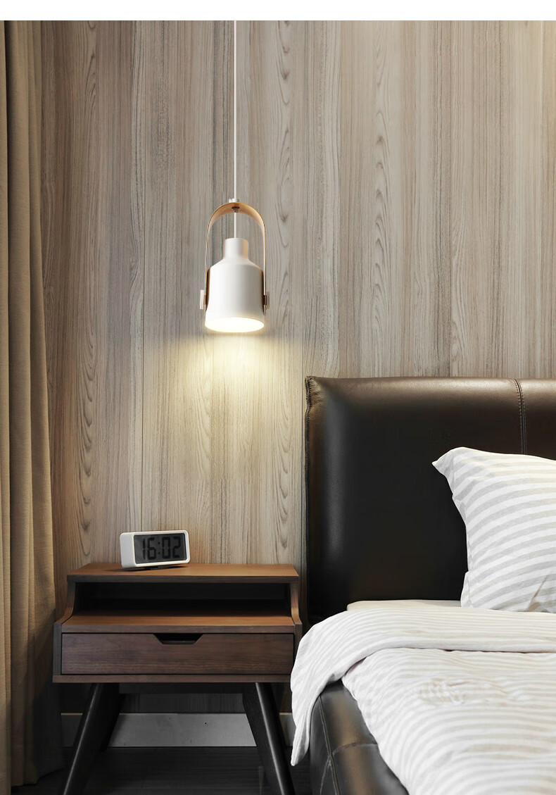 日式侘寂风吊灯日式原木艺床头吊灯现代简约床头灯北欧设计师侘寂风长
