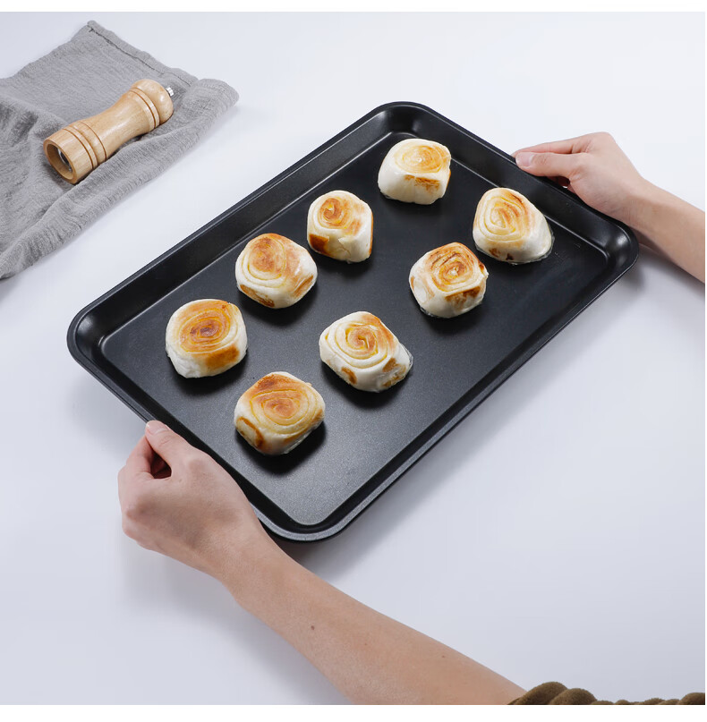 烘培烤箱专用盘子加厚不锈钢长方形日式托盘 碳钢烤盘47*34*2cm【图片