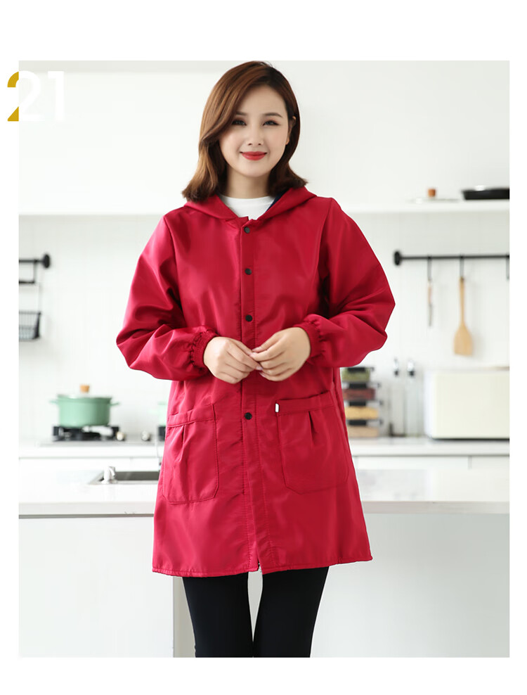 北方虎防水罩衣纽扣时尚罩衣女大人防油围裙家用厨房2021新款网红加绒