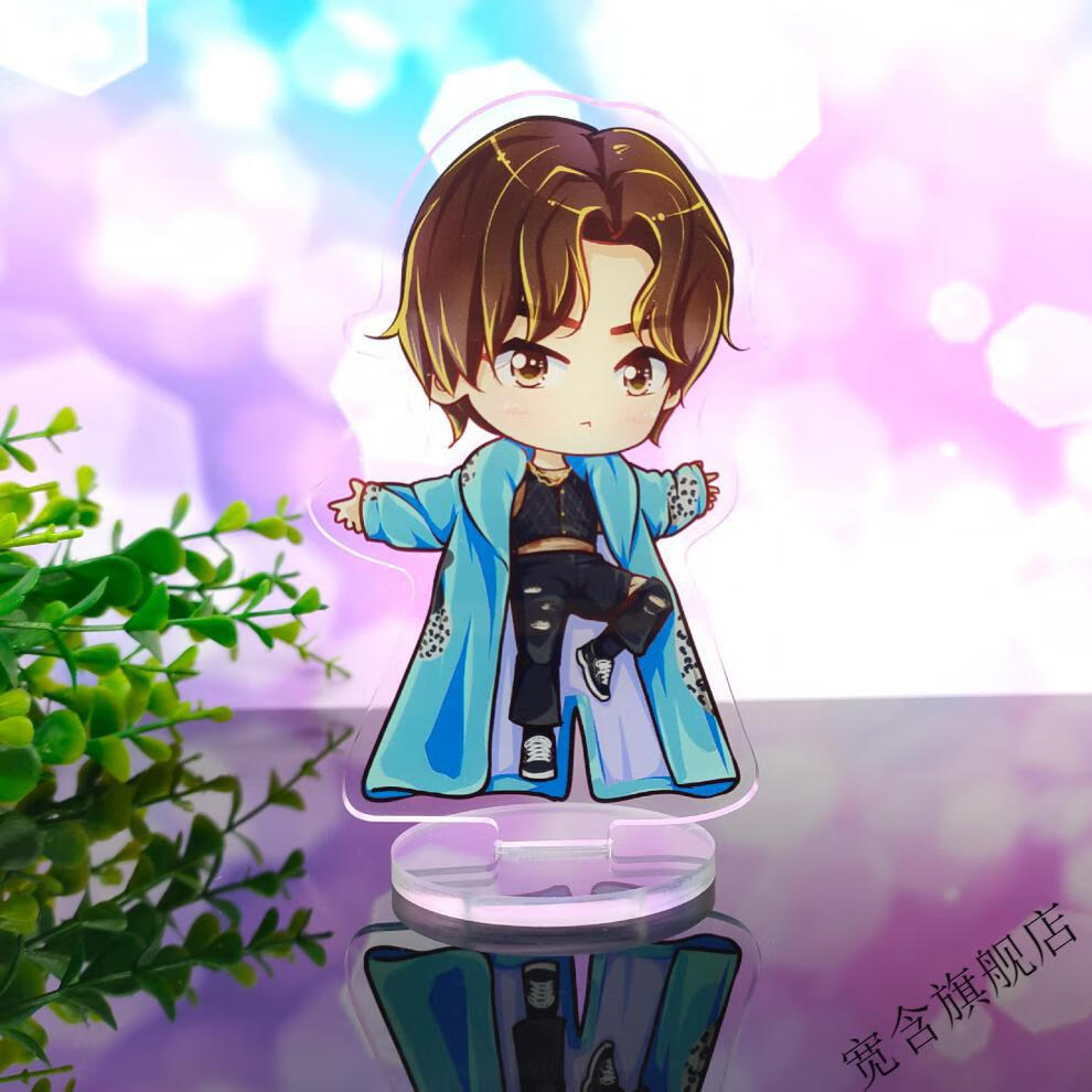 王一博周边q版双面亚克力立牌桌面汽车卡通应援收藏礼品 白牡丹博q立