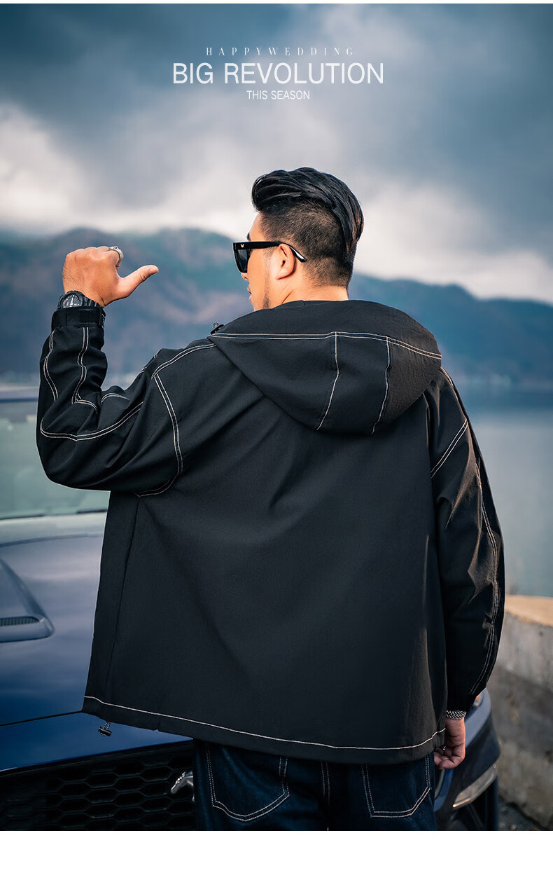 坦野大码男装外套男潮牌胖哥男装宽松休闲加大加肥潮