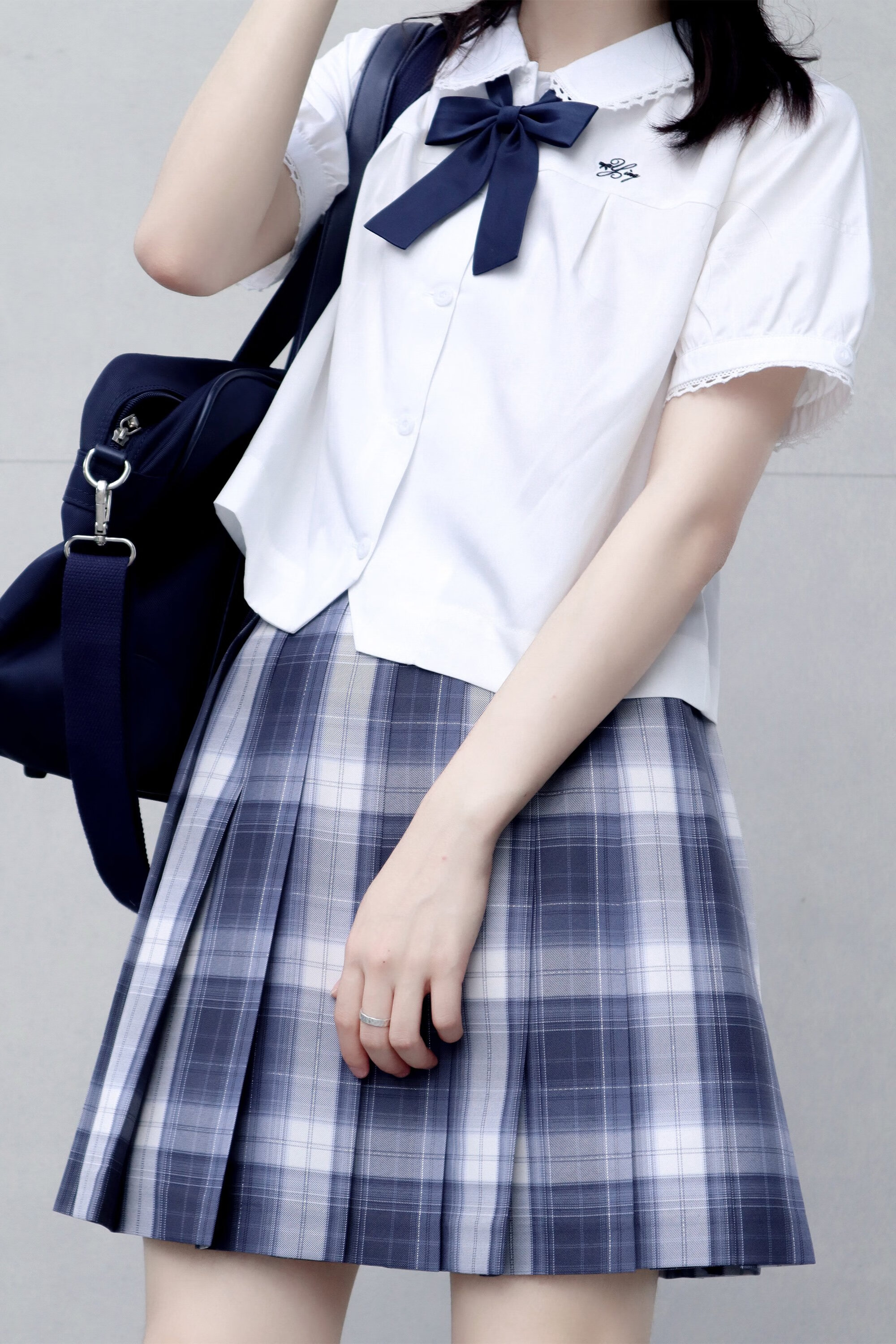 御茶家藏星入云原创jk制服银线格裙短裙春夏季百搭现货48cm裙长l